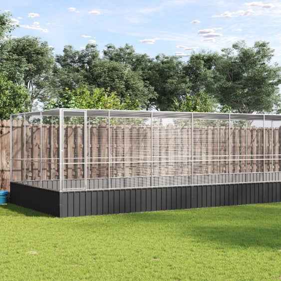 vidaXL Aviário 210,5x107x212 cm aço prateado